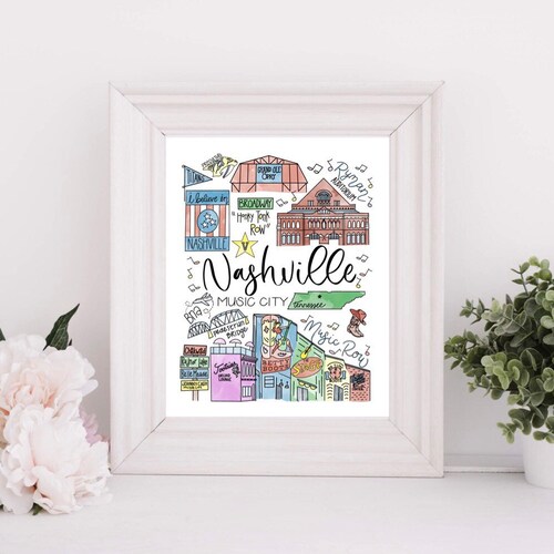 Nashville Tennessee City Print Nashville Wall Decor Etsy