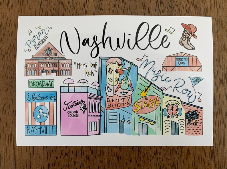 Nashville Tennessee City Print Nashville Wall Decor Etsy