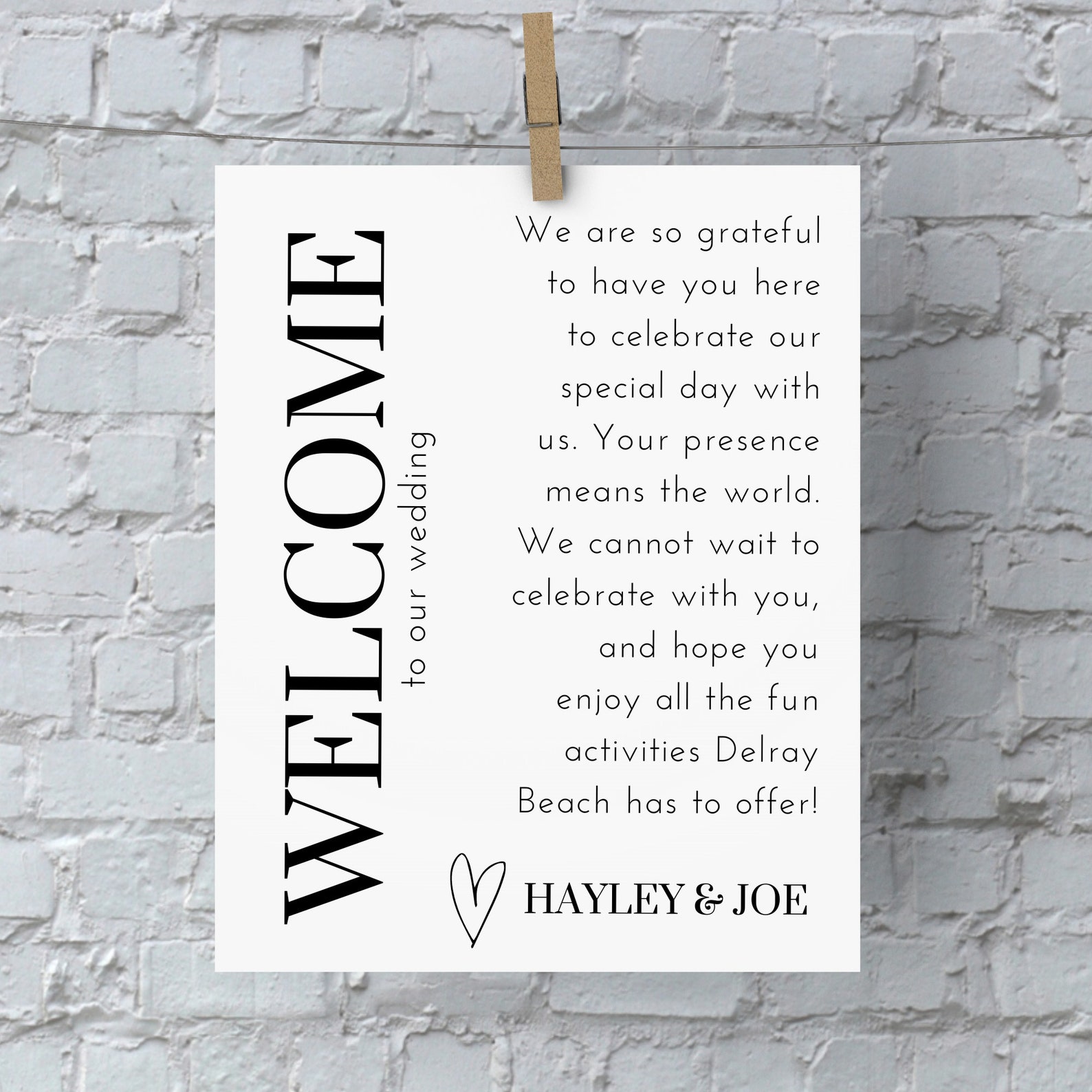 Wedding Welcome Note PENELOPE VERTICAL | Wedding Welcome Itinerary Card ...