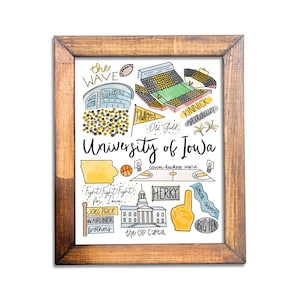 University of Iowa Print, University of Iowa City Wall Decor, Iowa Print, Iowa Graduation Art Print Gift // 8x10