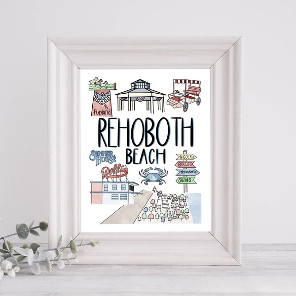 Rehoboth Beach, Delaware, Rehoboth Beach Print, Rehoboth Wall Decor, Rehoboth Print, Rehoboth Art, Rehoboth Beach Art Print Gift // 8x10