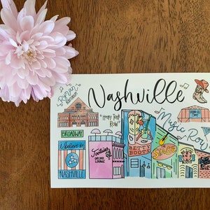 Nashville, Tennessee City Print, Nashville Wall Decor, Tennessee Print, Nashville Print, TN Art Print Gift // 4x6