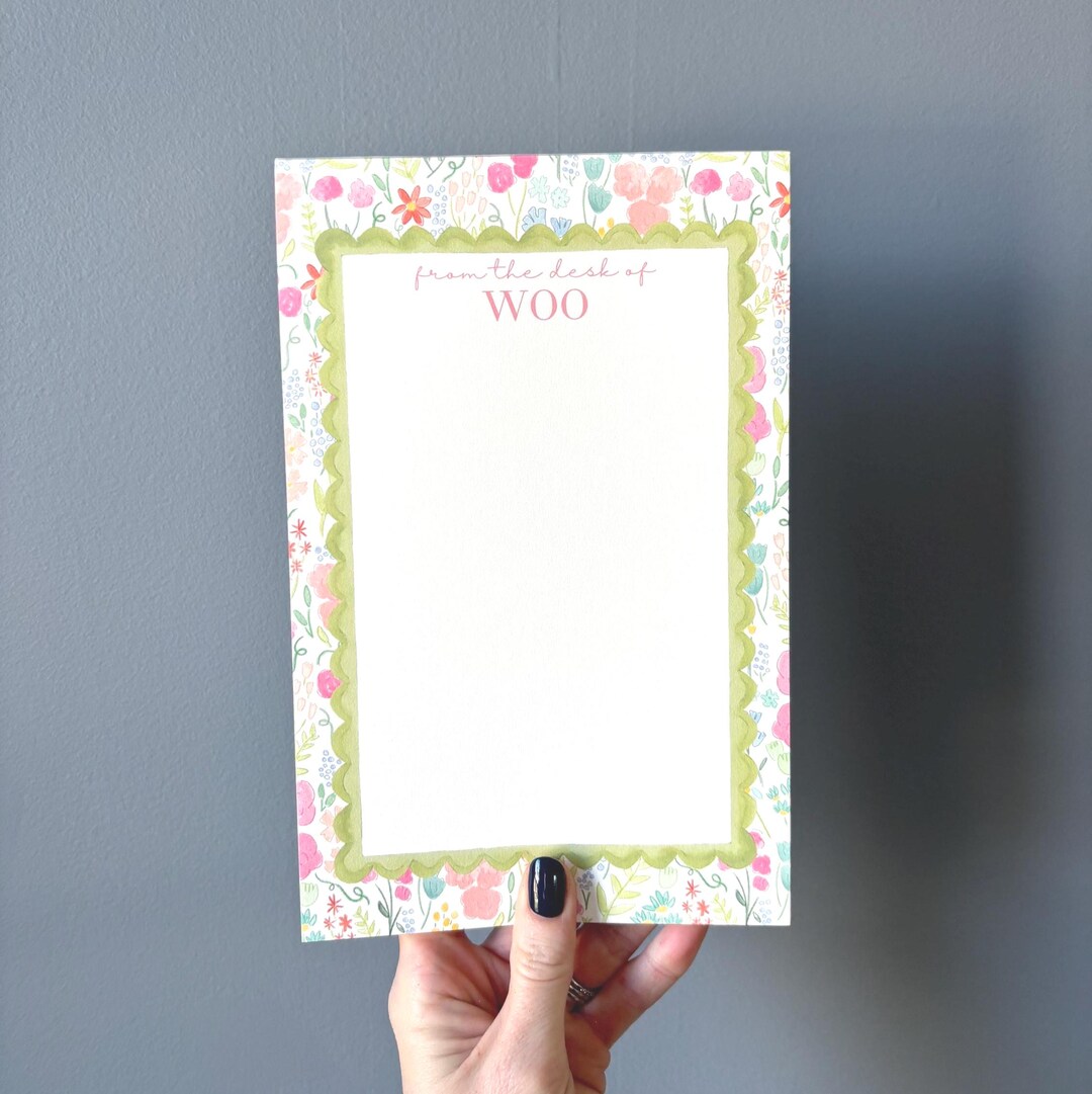 Custom Floral Scallop Notepad | Name Notepad | Custom Notepad Gift ...