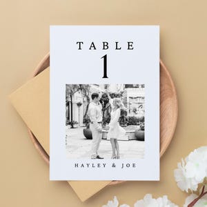 Wedding Table Numbers with Photos Template - Digital Download, Editable, Photo Table Numbers, Wedding Table Numbers | 5x7