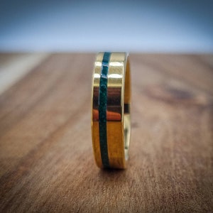 Gold Malachite Tungsten Ring - Unique Gold Wedding Ring - Mens Wedding Band Tungsten - Modern Malachite Green and Gold Ring - Malachite Ring