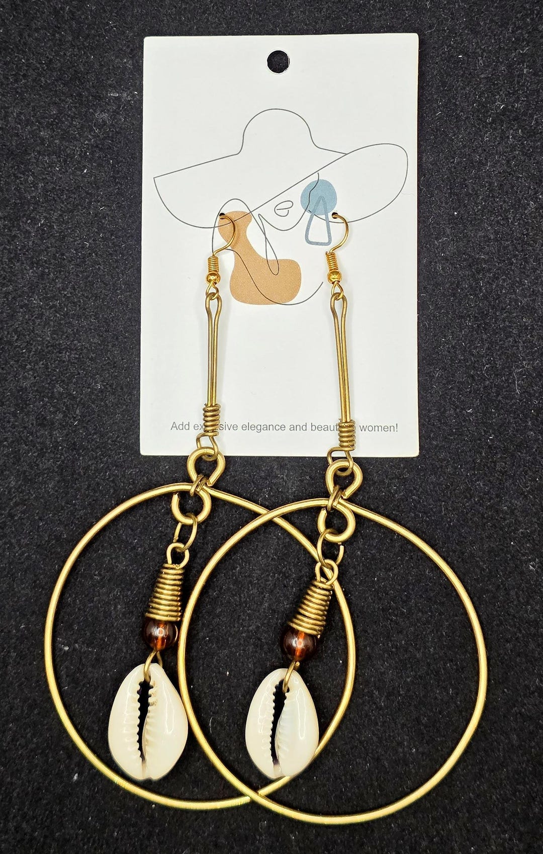 Shell Kenya Design Handmade Kenyan Cowrie Shell Hoop Earrings | Authentic African Brass ...