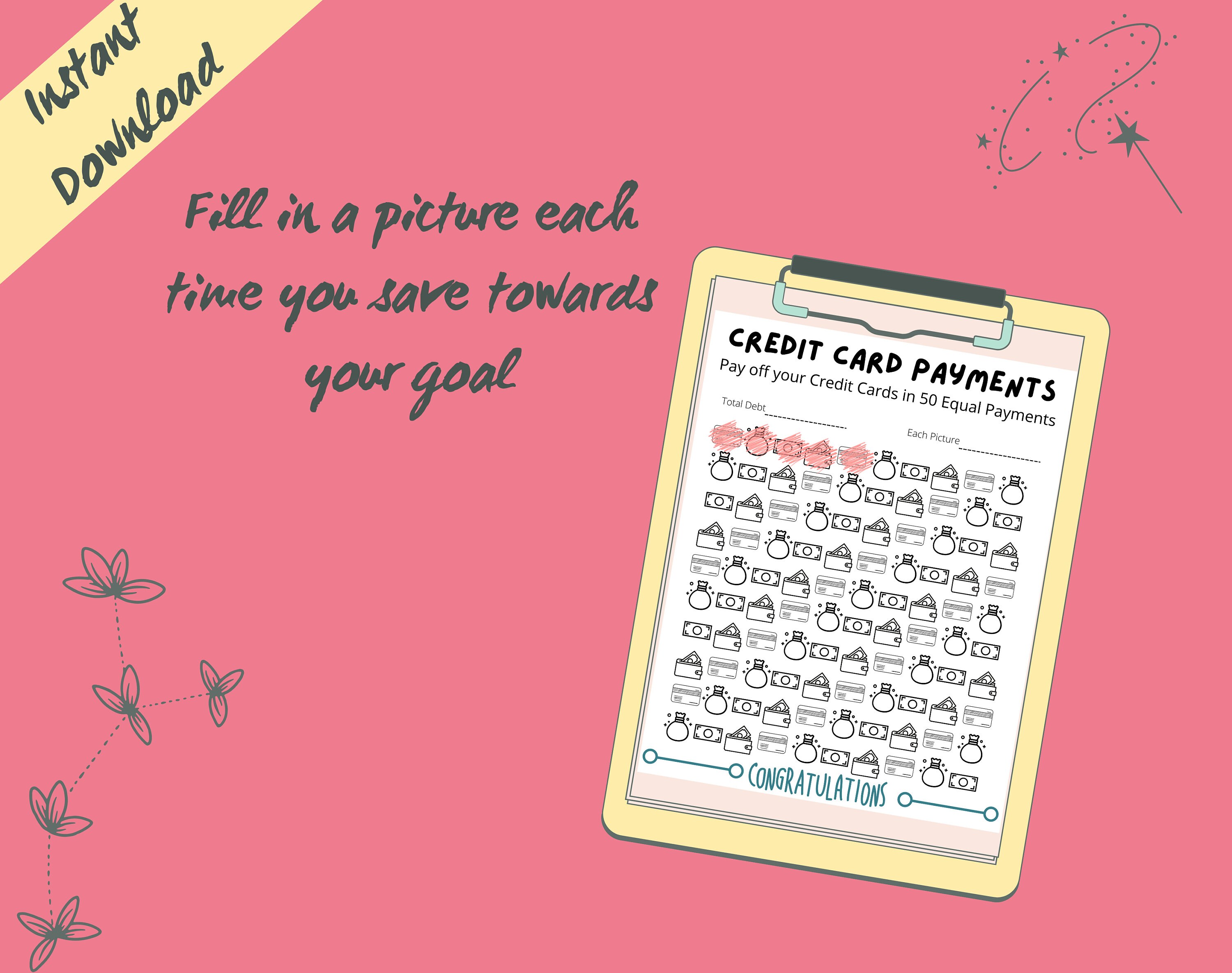 Debt Tracker Coloring Credit Card Payment Instant Download - Etsy