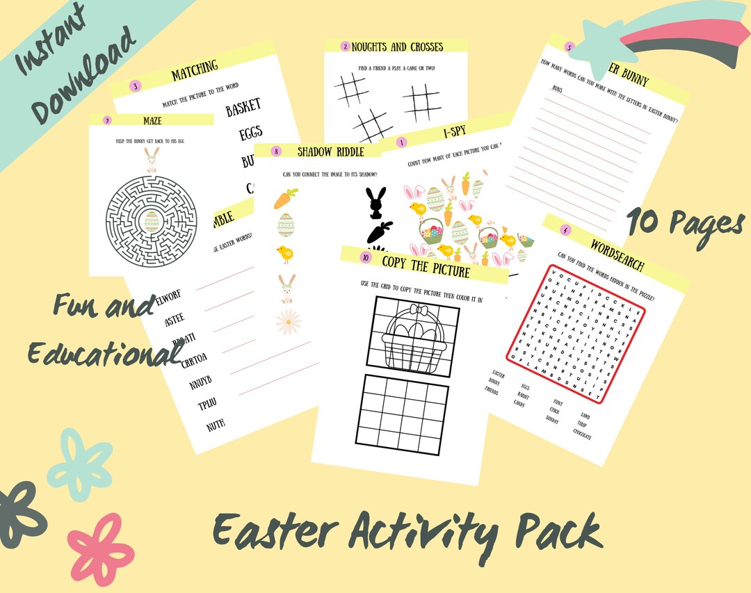 Kids Easter Activity Pack, Easter Party, Printable Game, Games for Kids ...