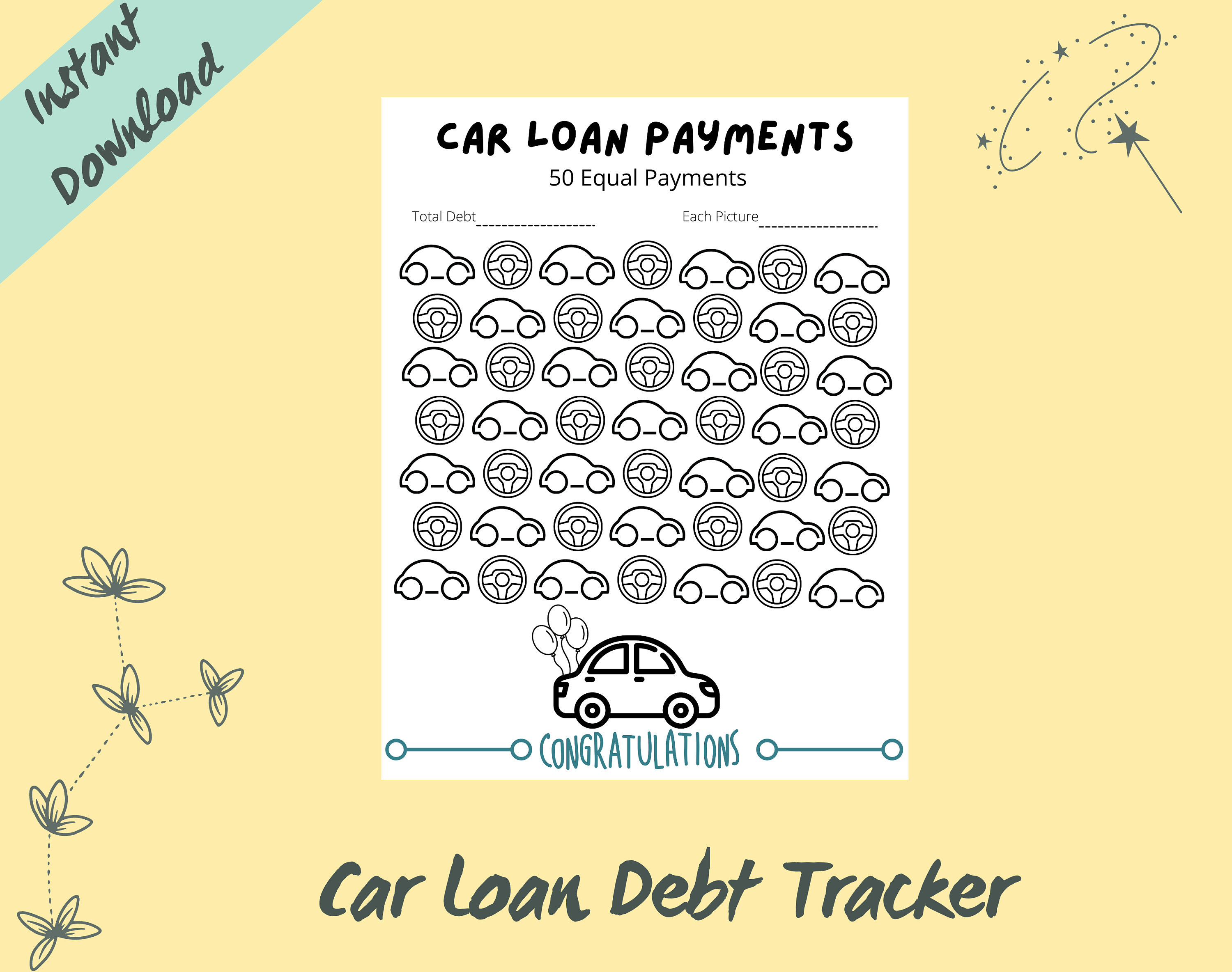 Debt Payments Tracker Coloring Sheet Car Payments , Printable, Instant ...
