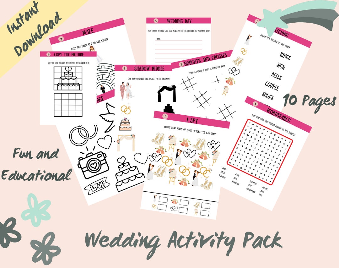 Kids Wedding Activity Pack, Wedding Reception, Printable Game, Games ...