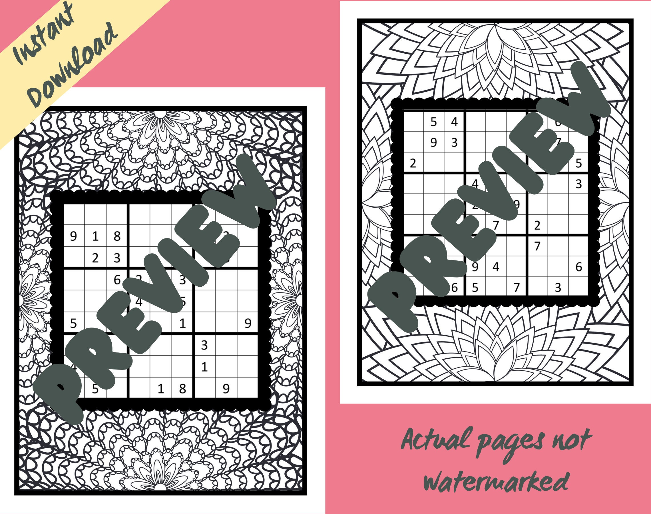 Sudoku Coloring Pages Volume 2, Colouring for Adults Printable, Instant ...
