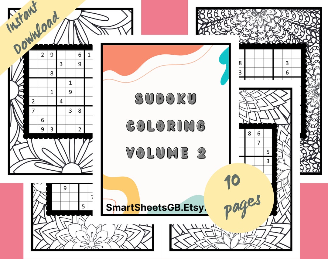 Sudoku Coloring Pages Volume 2, Colouring for Adults Printable, Instant ...