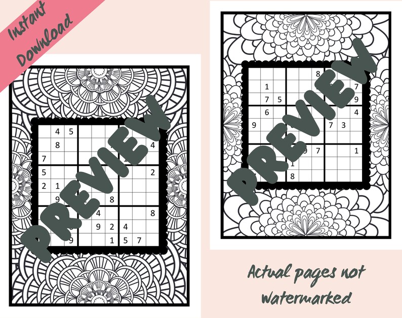 Sudoku Coloring Pages Volume 1, Colouring for Adults Printable, Instant ...