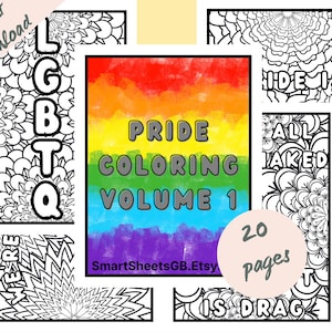 LGBTQ Pride Adult Coloring Pages Volume 1, LGBTQ Colouring for Adults Printable, Instant Download Adult Coloring Page Printable Queer