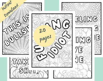 Cuss Word Coloring Pages Volume 2, Swearing Colouring for Adults Dirty Printable, Instant Download Adult Coloring Page Printable