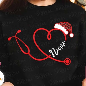Stethoscope Nurse christmas SVG,Nurse Svg,Doctor Svg,Santa Hat Svg,Christmas svg,Leopard,Winter,Holiday,Xmas,Shirt,Stethoscope ,Sublimation