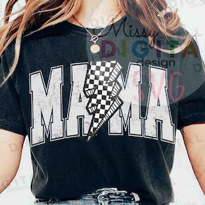 Retro Checkered Mama SVG PNG, Mama Checker Ligtning Bolt PNG, Mama Svg, Mom Png, Mother&#39;s Day svg, Retro Mama Shirt, Trendy Digital Png File