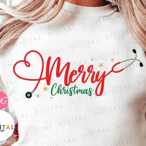 Stethoscope Merry christmas SVG,Nurse SVG,Stethoscope SVG,Heart Stethoscope,christmas Svg,Clipart,lights,Xmas,Christmas Shirt,Sublimation