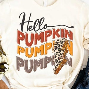 Hello Pumpkin PNG, Lightning Leopard Print Png, Thanksgiving Shirt, Fall png, Autumn png, Leopard png,Thanksgiving png,Fall shirts for women