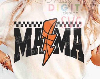 Mamá de baloncesto a cuadros SVG, camiseta de mamá con rayo (descarga digital)