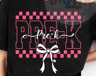Pre-K Coquette Svg, Coquette Pink Bow Clipart, terug naar school Svg, leraar Svg, First Day School Svg, Cricut, Girls School Shirt design
