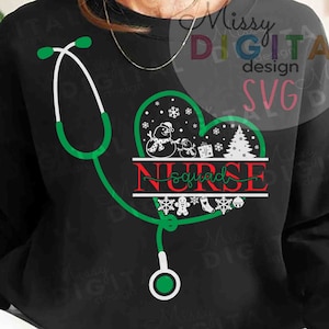 Nurse Squad Svg, Christmas Svg Cut Files, Heart Stethoscope Svg, Nurse Svg, Holidays Svg, Funny Christmas Nurse Svg, Nurse Shirt Svg, Xmas