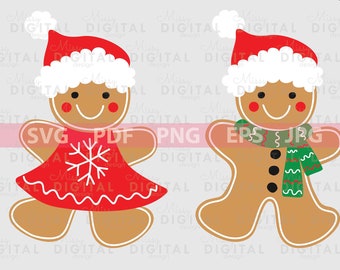 SVG de pan de jengibre navideño, SVG de Navidad, hombre y mujer de jengibre, SVG de Feliz Navidad, SVG de adorno de pan de jengibre, SVG de temporada navideña, Cricut