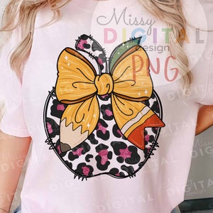 Teacher Coquette Pencil Png, Coquette Teacher Png, Coquette Bow Png, Leopard Teacher Png, Back to school png, Teacher Gift,Teacher Shirt png
