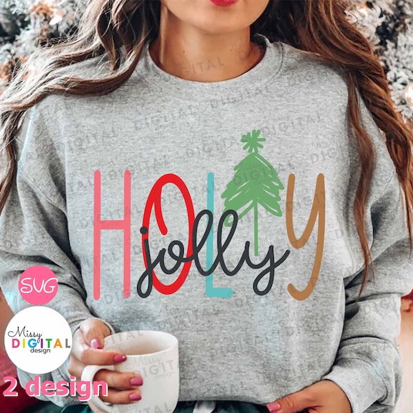 Retro Holly Jolly Christmas Svg,Christmas Saying Svg,Christmas Sweatshirt svg,Holiday svg,Ornament svg,Svg For Cricut,Sublimation Designs