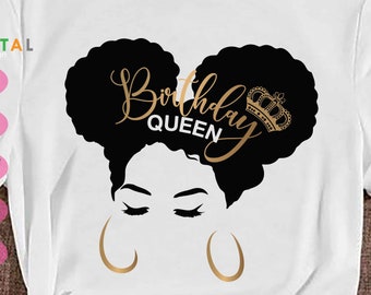 Afro Birthday Queen SVG – Black Girl, Crown Cut File (Digital Download)