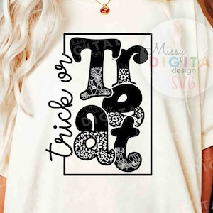 Trick or Treat SVG, Halloween Clipart, spooky season svg, boho ghost svg, halloween svg, Halloween Shirt,print, Cricut, Silhouette Cut Files