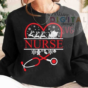 Stethoscope Nurse christmas SVG, Nurse SVG, Stethoscope christmas Svg, Christmas svg, Santa, Winter, Xmas, Christmas Shirt, Png Sublimation