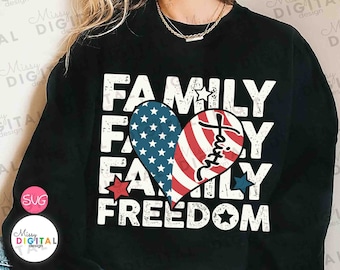 Faith family freedom SVG PNG, Heart American Flag Svg, 4th of July Svg, Red, white, blue Svg, 4th Of July Shirt, independence day, cricut