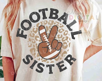 Football Sister Leopard Print PNG, Game Day Design (Digital Download)