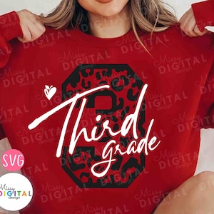 Derde leerjaar Svg, 3e leerjaar Svg, terug naar school svg, eerste dag van school Svg, Leopard Svg, leraar Svg, shirt derde leerjaar, Cricut, sublimatie