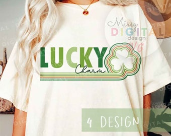 Lucky charm SVG PNG, Lucky girl Svg, St Patricks Day Svg, Irish Svg, Shamrock Svg, Clover,Lucky Shirt, St Patricks Shirt,Gift for her,Cricut