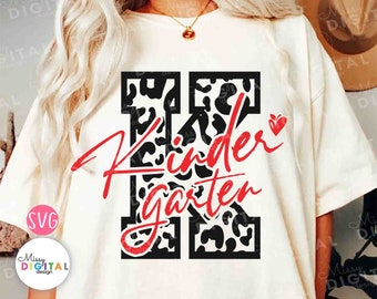 Leopard Kindergarten SVG, Back to School, Teacher Cricut Files (Digital Download)