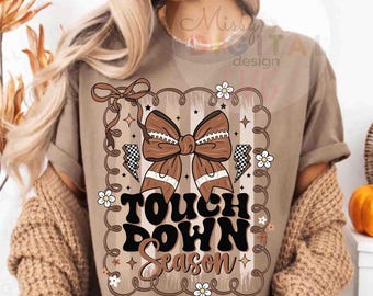 Coquette Football Touchdown Season SVG PNG, Girly Sports Design (Digital Download)