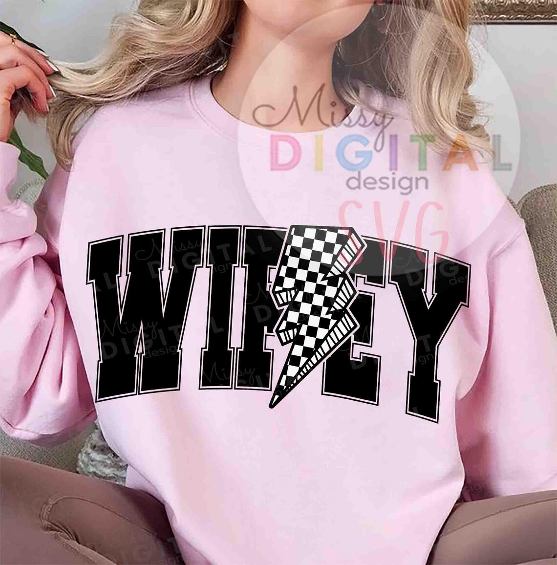Retro Wifey Checkered Lightning Bolt SVG PNG, Mom SVG (digital Download ...