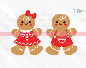 SVG de pan de jengibre, SVG de hombre y mujer de jengibre, SVG de pan de jengibre, elementos de decoración navideña, SVG de Navidad de moda, SVG de temporada navideña