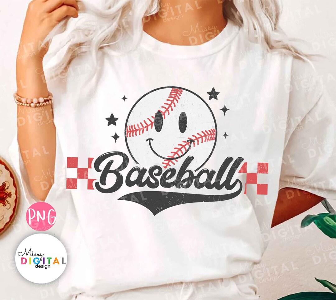 Retro Smiley Face Baseball Baseball Png Baseball Sublimation - Etsy