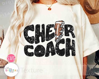 SVG pour entraîneur de cheerleading de football, motif éclair léopard (téléchargement numérique)