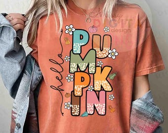 Hello Pumpkin Leopard Fall Sublimation Design (PNG Digital File)