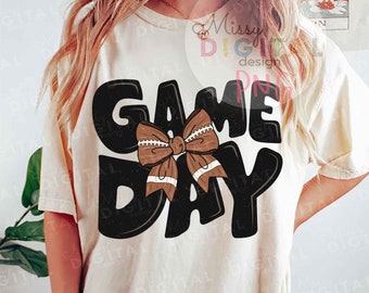 Coquette Football Bow PNG, Spieltag Shirt Design (Digitaler Download)