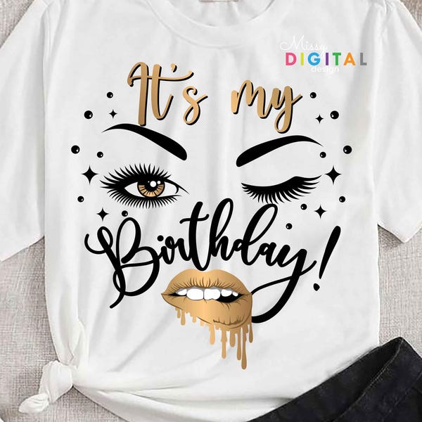 Reina del Cumpleaños SVG: Gráfico de labios, ojos y corona (Descarga digital)