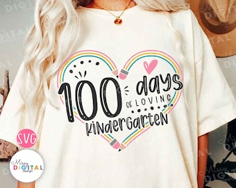 100 Days of Kindergarten SVG, Pencil Heart, Back To School (Digital Download)