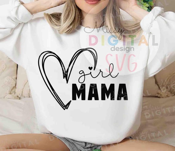 Girl Mama Heart SVG, Mother's Day Shirt Design (Digital Download)