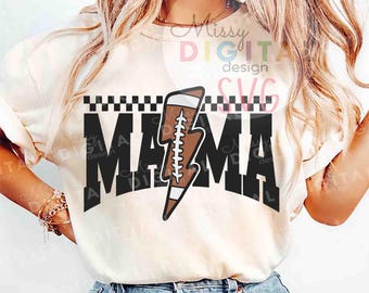 Football Mama SVG, Checkered Lightning Design (Digital Download)