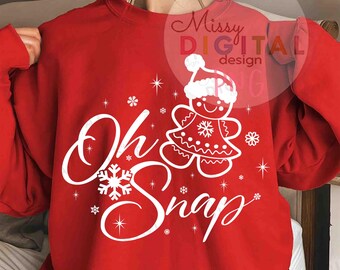 Oh Snap Christmas PNG, Gingerbread Cookie Sublimation (Digital Download)