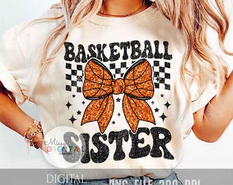 Retro Basketball Schwester PNG, Glitzer Basketball PNG, Kokette Basketball Png-Shirt Design, Cheerleader PNG, Sport Clipart, digitaler Download